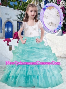 2016 Elegant Straps Ball Gown Little Girl Pageant Dresses with Beading and Bubles