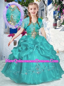2016 New Style Halter Top Bubles Little Girl Pageant Dresses in Turquoise