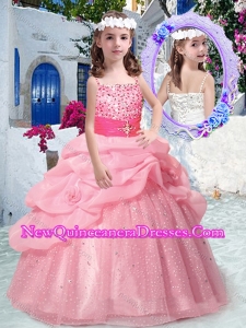 Best Spaghetti Straps Little Girl Pageant Dresses with Beading and Bubles