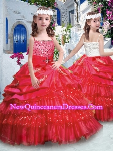 Classical Ball Gown Little Girl Pageant Dresses with Ruffled Layers and Beading