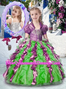 Most Popular Straps Little Girl Pageant Dresses with Beading and Ruffles