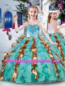 2016 Cute Ball Gown Appliques and Ruffles Little Girl Pageant Dresses for Party