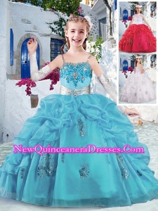 2016 Latest Spaghetti Straps Little Girl Pageant Dresses with Appliques and Bubles