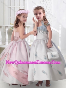 2016 Lovely Ball Gown White Little Girl Pageant Dresses with Appliques and Beading
