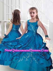 2016 New Style Square Taffeta Little Girl Pageant Dresses with Appliques and Bubles