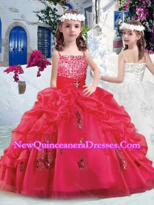 Beautiful Spaghetti Straps Little Girl Pageant Dresses with Appliques and Bubles