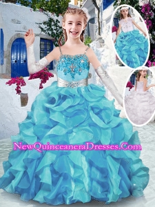 Cute Spaghetti Straps Little Girl Pageant Dresses with Appliques and Ruffles