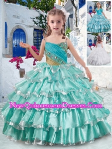 Elegant Spaghetti Straps Little Girl Pageant Dresses with Ruffled Layers and Beading