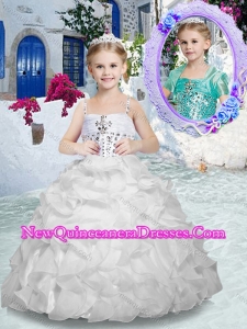 Lovely Spaghetti Straps Cute Little Girl Pageant Dresses with Beading and Ruffles