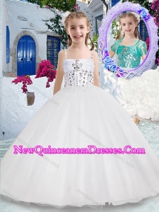Luxurious Spaghetti Straps Ball Gown Cute Little Girl Pageant Dresses with Beading