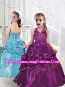 Top Selling Halter Top Little Girl Pageant Dresses with Appliques and Bubles