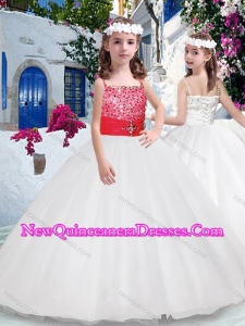 Wonderful Ball Gown Spaghetti Straps Cute Little Girl Pageant Dresses with Beading