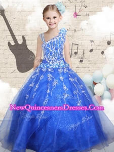 2016 Ball Gown Asymmetrical Little Girl Pageant Dresses with Beading