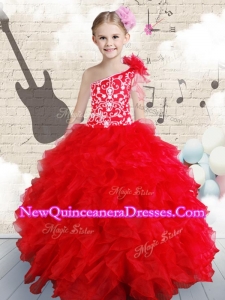 2016 Beading and Ruffles Little Girl Pageant Dresses in Red