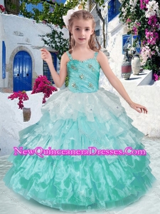 2016 Luxurious Straps Ball Gown Little Girl Pageant Dresses with Ruffled Layers