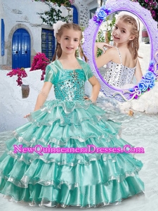 Cute Ball Gown Apple Green Little Girl Pageant Dresses with Ruffled Layers