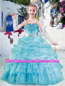 Cute Spaghetti Straps Little Girl Pageant Dresses with Appliques and Bubles