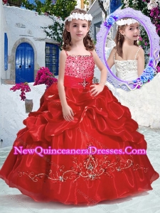 Cute Spaghetti Straps Little Girl Pageant Dresses with Beading and Bubles