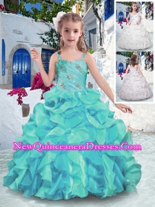 Cute Straps Ball Gown Little Girl Pageant Dresses with Ruffles