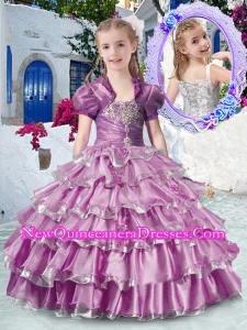 Cute Straps Little Girl Pageant Dresses with Ruffled Layers and Appliques