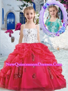 Pretty Spaghetti Straps Little Girl Pageant Dresses with Beading and Bubles