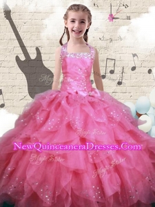 2016 Beading and Ruffles Little Girl Pageant Dresses in Watermelon