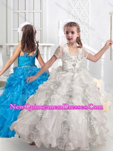 2016 Cute Straps Ball Gown Little Girl Pageant Dresses with Beading and Ruffles