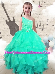 2016 Modest Ball Gown One Shoulder Little Girl Pageant Dresses with Beading