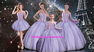 Exclusive Lavender Quinceanera Dresses and Simple Straps Mini Quinceanera Dresses and Beautiful Beading Ball Gown Dama Dresses