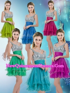2016 Pretty Straps Short Dama Dresses with Sequins for Fall