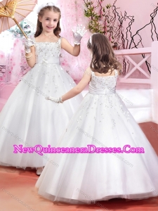2016 Lovely Square Beaded and Belted Little Girl Pageant Dresses in Tulle