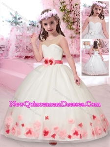 2016 Exquisite See Through Belted and Appliqu2016 Exquisite See Through Belted and Applique Little Girl Pageant Dresses in Whitee Little Girl Pageant Dresses in White