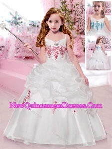 2016 New Style Spaghetti Straps Little Girl Pageant Dresses with Appliques and Bubbles