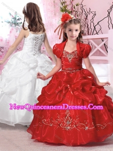 2016 Hot Sale Straps Applique and Beaded Little Girl Pageant Dresses in Organza