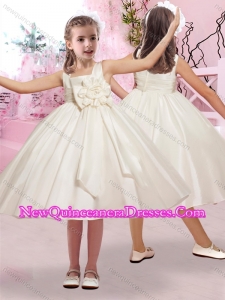 2016 Simple Hand Crafted Flower Square Little Girl Pageant Dresses in Taffeta