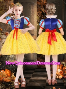 Cheap Short Sleeves Bowknot Cute Little Girl Pageant Dresses in Multi Color