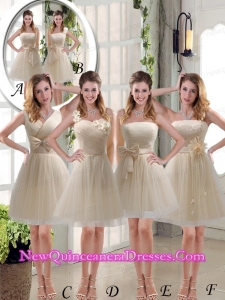 Elegant Princess Mini Length Lace Dama Dresses with Bowknot
