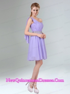 2015 Sassy Beaded and Ruched Short Dama Dresses in Lavender
