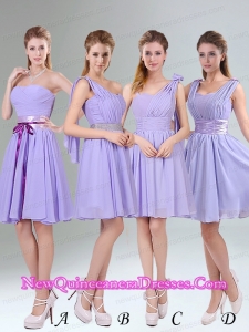 Classical Lavender Princess Mini Length Dama Dresses with Ruching
