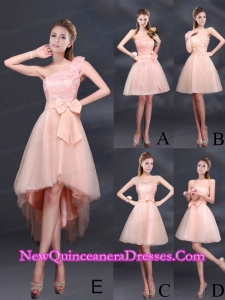2015 Lace Up Organza Dama Dresses with A Line