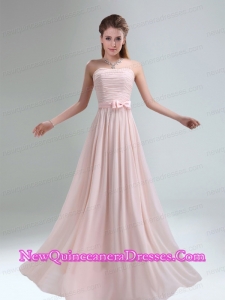 2015 Most Popular Light Pink Empire Dama Dresses with Bowknot Belt