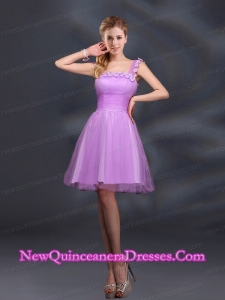 Elegant A Line Straps Lilac Dama Dresses with Appliques