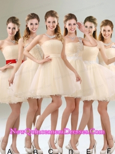 2015 Perfect A Line Organza Dama Dresses with Mini Length