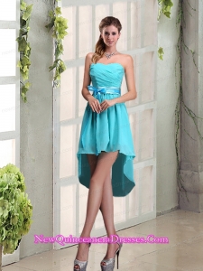 2015 Decent Sweetheart A Line Dama Dresses with Ruching and Belt
