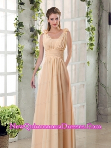 Straps Empire Ruching Hand Made Flowers 2015 Dama Dresses