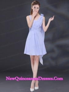 Chiffon Ruching 2015 Lavender Dama Dresses with One Shoulder