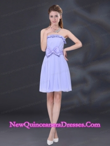 Lavender A Line Strapless Dama Dresses with Bowknot