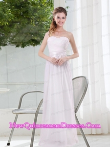 Ruching and Belt Sweetheart Empire White Dama Dresses