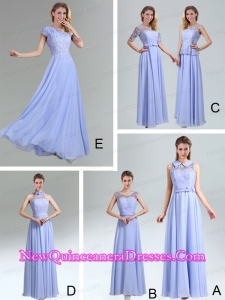 2015 Modest Belt Empire Dama Dresses in Lavender