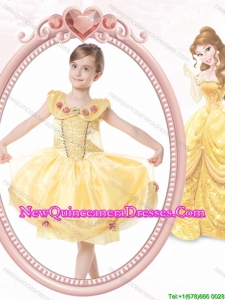 Elegant Ball Gown Scoop Button Halloween Little Girl Pageant Dress with Beading and Handcraft